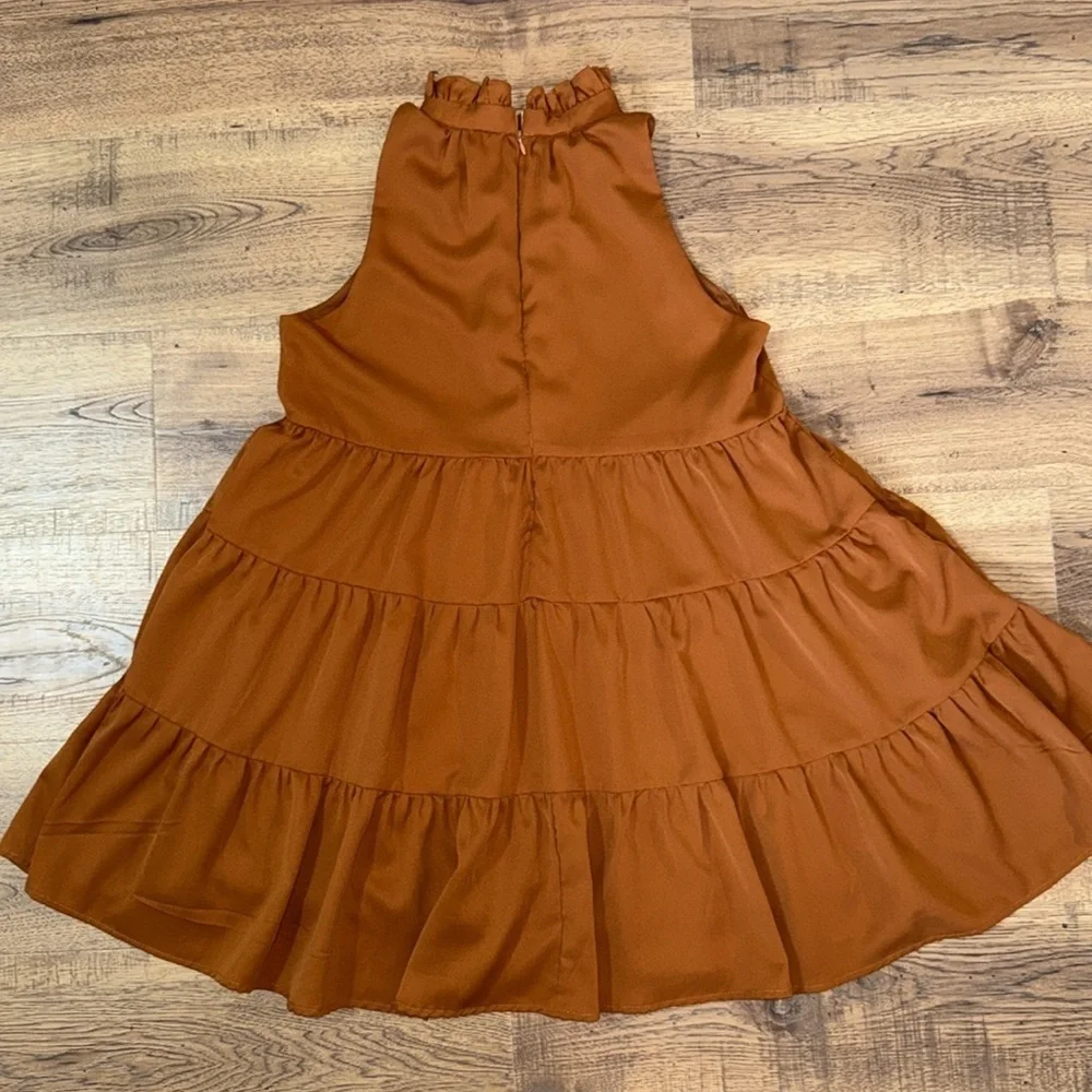 TCEC Brown and Orange Tiered Ruffled Sundress